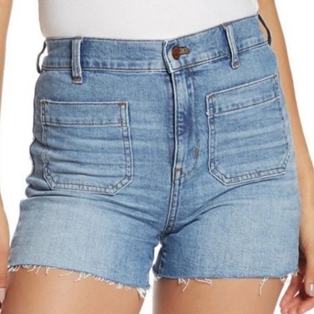 Madewell High Waisted Light Wash Denim Jean Cut Off Shorts Size 26